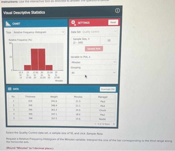 Select the Quality Control data set, a sample size of | Chegg.com