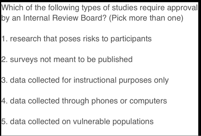 Which Of The Pr Types Shown Require Approval Solved Which of the following types of studies require | Chegg.com