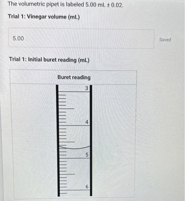 Trial 1 Initial buret reading (mL)Trial 1 Final
