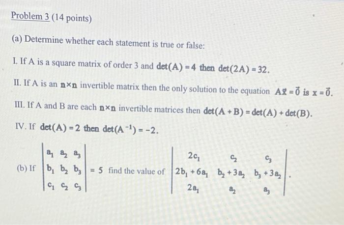 Solved Problem 3 (14 points) (a) Determine whether each | Chegg.com