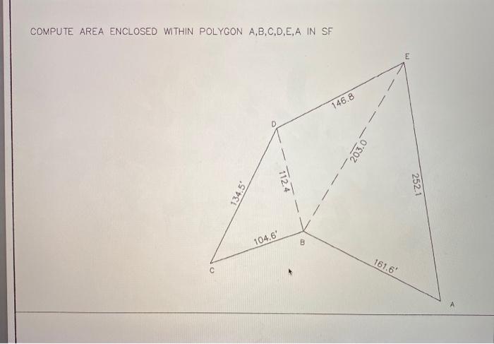 Solved COMPUTE AREA ENCLOSED WITHIN POLYGON A,B,C,D,E,A IN | Chegg.com