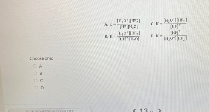 Solved 13 Question (3 points) Choose the correct equilibrium | Chegg.com