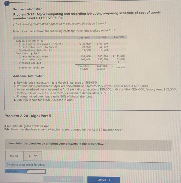 Solved O Required Information Problem 2-2A (Algo) Computing | Chegg.com