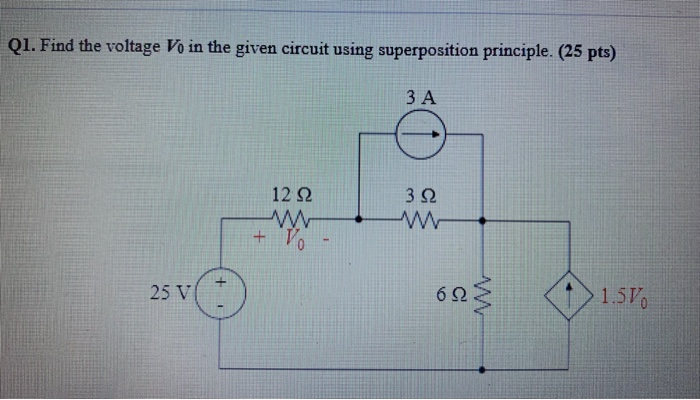 Solved Q1. Find The Voltage Vo In The Given Circuit Using | Chegg.com