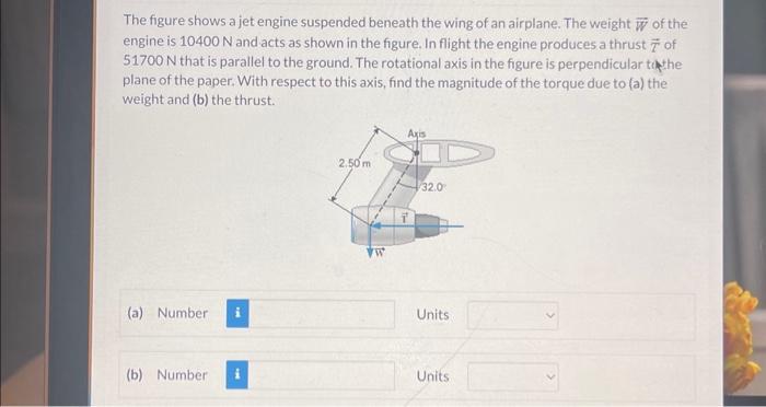 Solved The figure shows a jet engine suspended beneath the | Chegg.com