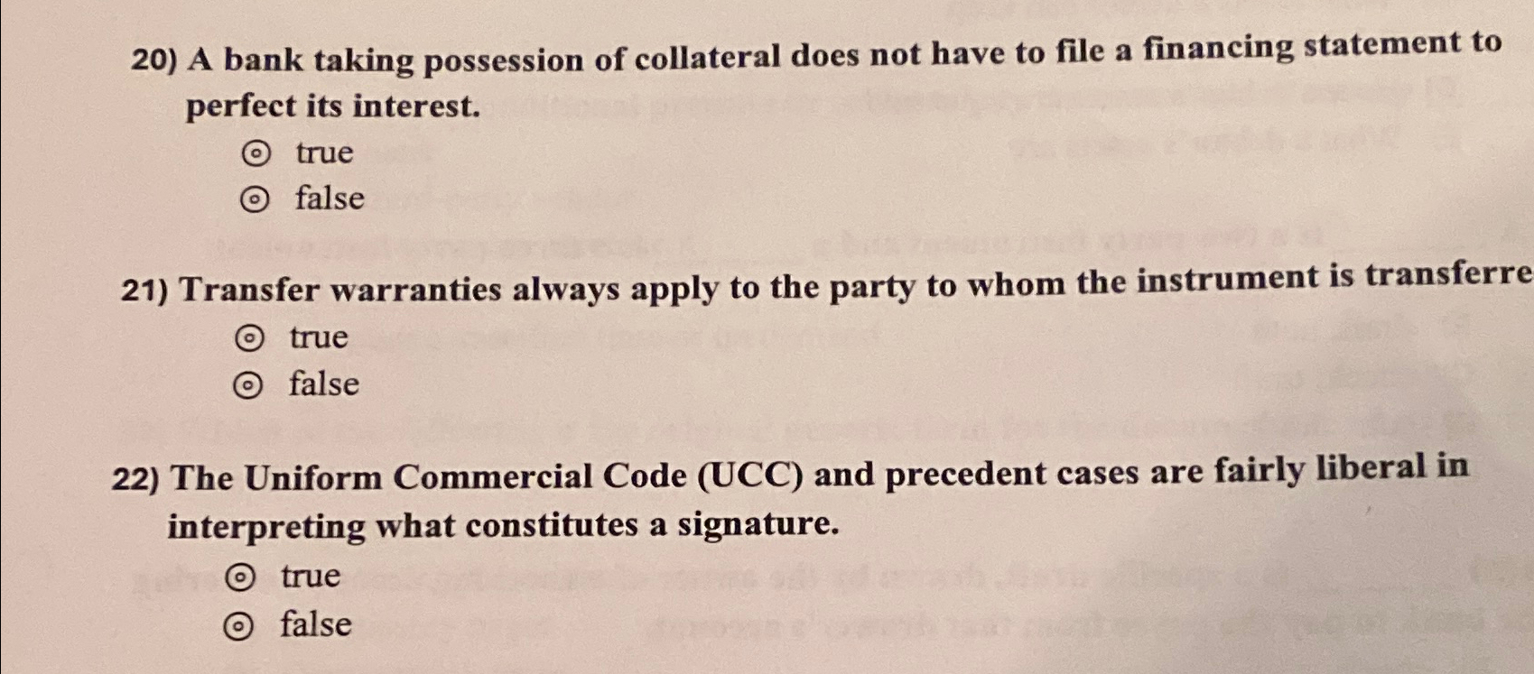 Solved A bank taking possession of collateral does not have | Chegg.com