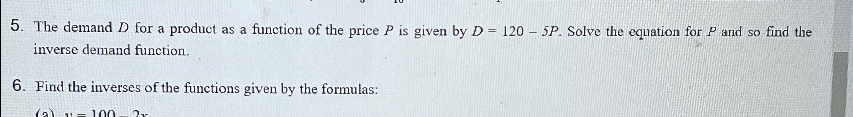 Solved The demand D ﻿for a product as a function of the | Chegg.com