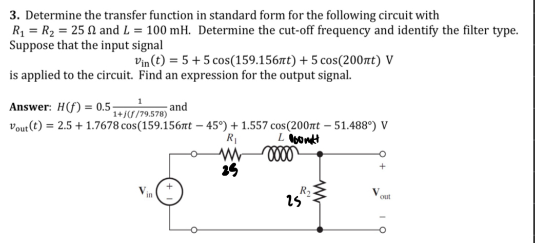 Solved Determine the transfer function in standard form for | Chegg.com