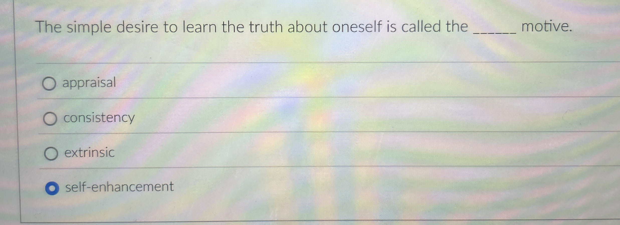 The simple desire to learn the truth about oneself is | Chegg.com