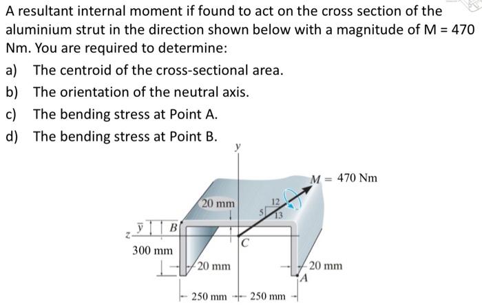 Solved A resultant internal moment if found to act on the | Chegg.com