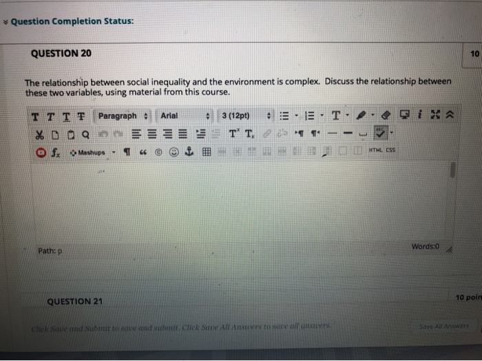 Solved Question Completion Status: QUESTION 20 10 The | Chegg.com