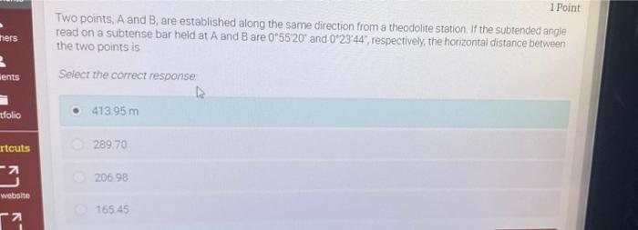 Solved 1 Point Two points, A and B, are established along | Chegg.com