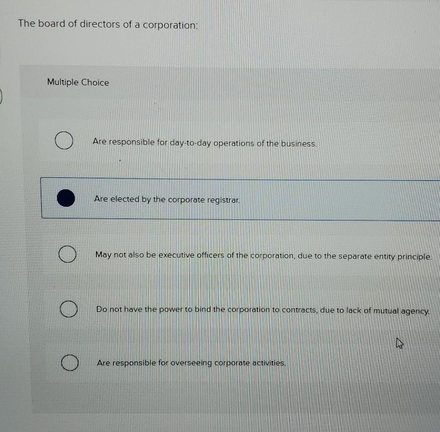 Solved The Board Of Directors Of A Corporation: Multiple | Chegg.com