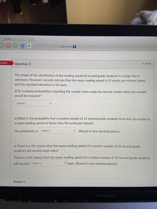 Solved The shape of the distribution of the reading speed of | Chegg.com