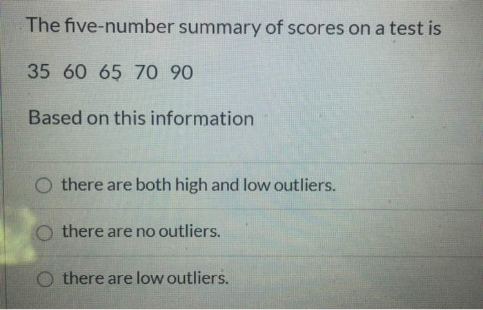 solved-the-five-number-summary-of-scores-on-a-test-is-35-60-chegg