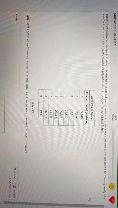 Solved Question 1 Of 4 Step 1 Of 2 8 9 Correct Suppose That Chegg