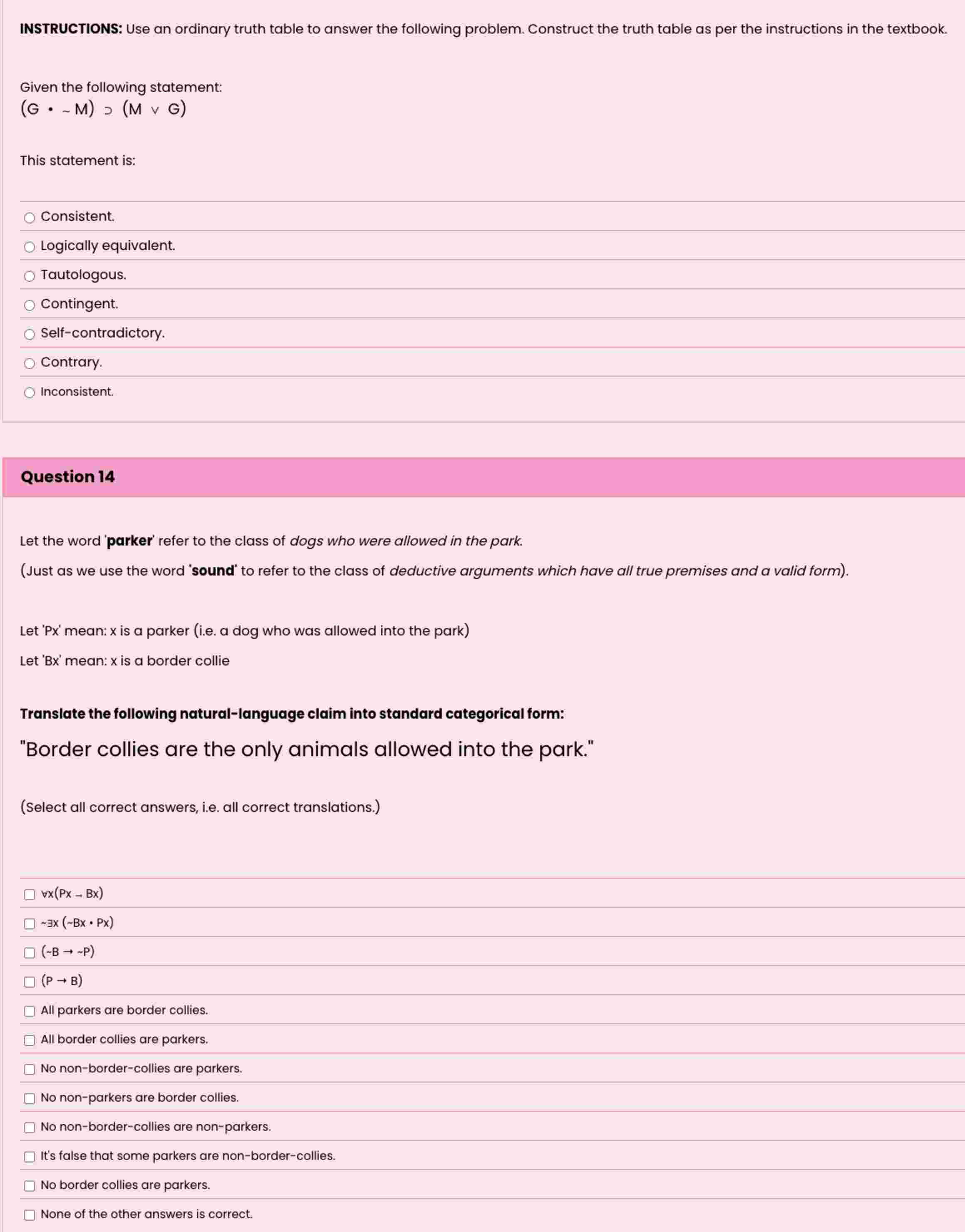 Solved Solve the following logic practice problems and | Chegg.com