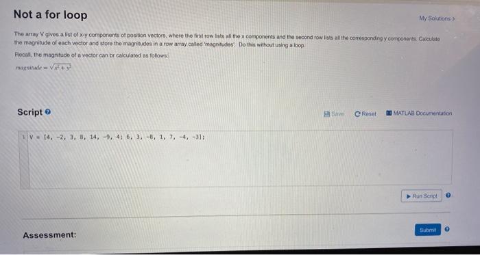 Solved Not a for loop My Solutions The array gives a list of | Chegg.com