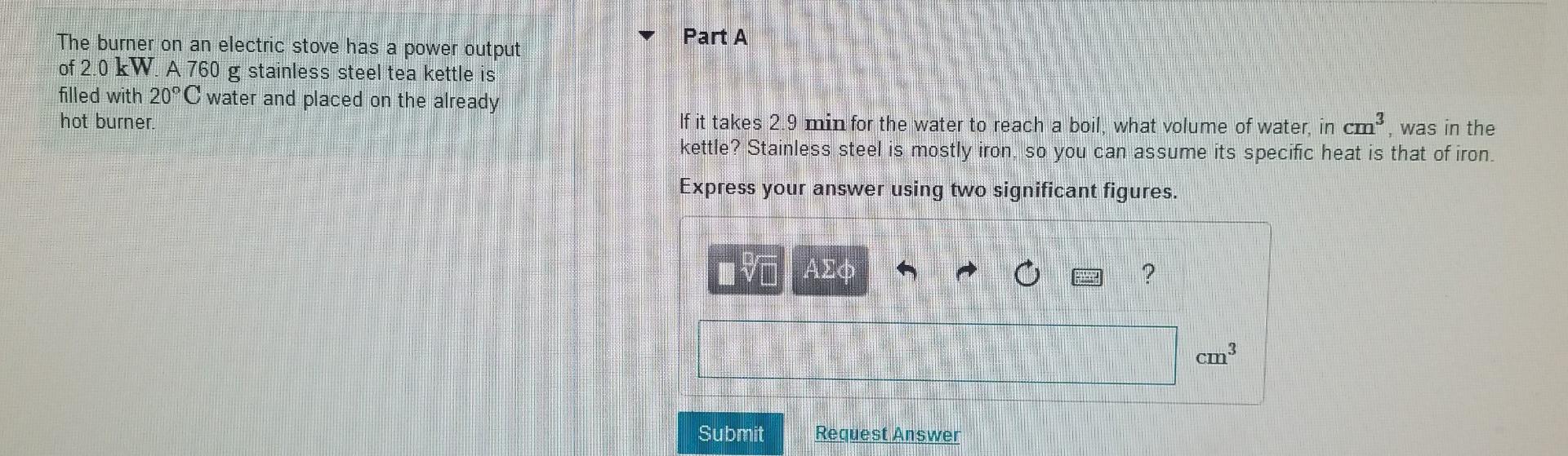 Solved Part A The burner on an electric stove has a power