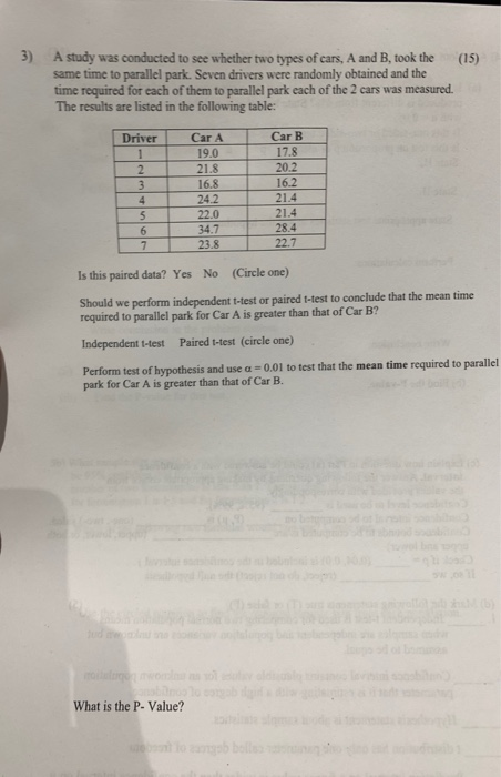 Solved 3) A study was conducted to see whether two types of | Chegg.com