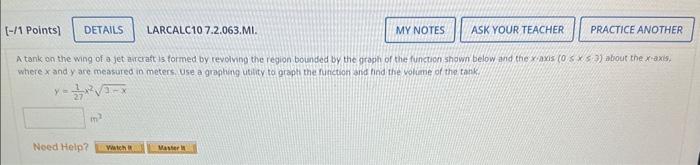 Solved A tank on the wing of a jet arcraftis formed by | Chegg.com