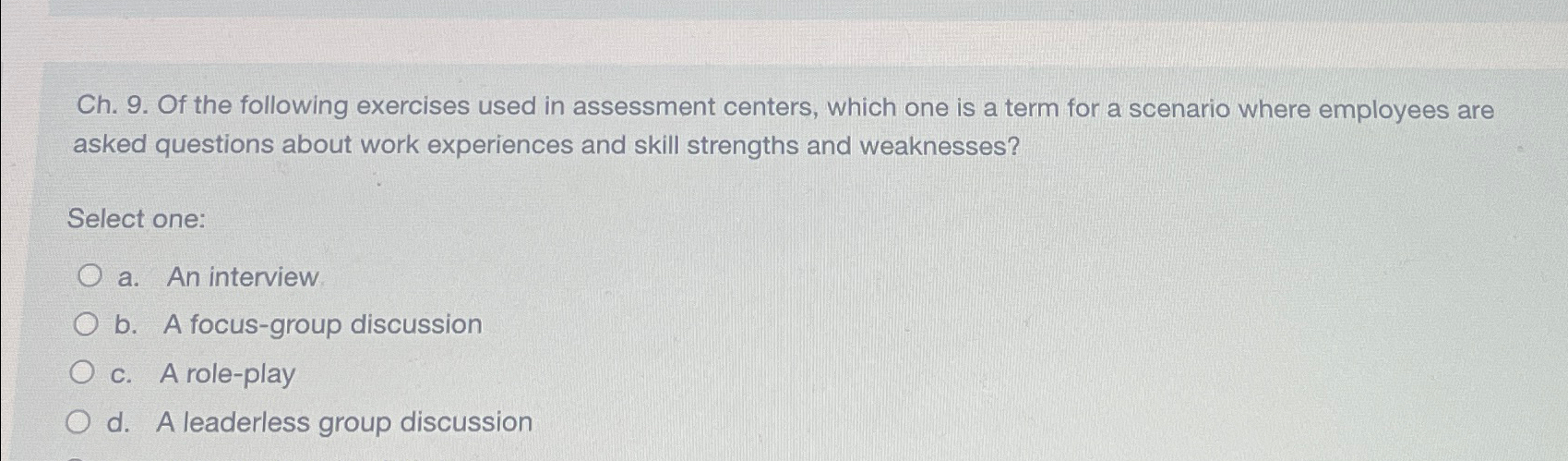 Solved Ch. 9. ﻿Of the following exercises used in assessment | Chegg.com