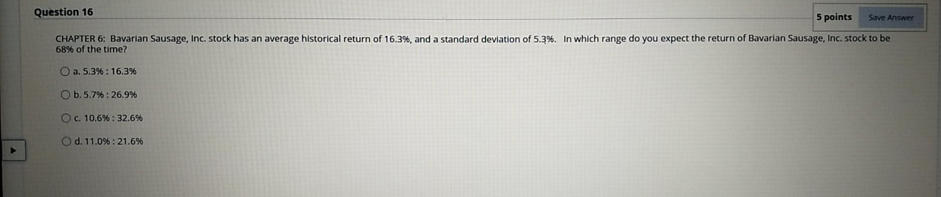 Solved Question 16 5 points Save Answer CHAPTER 6: Bavarian | Chegg.com