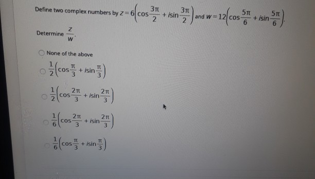 Solved Define two complex numbers by Define two complex | Chegg.com