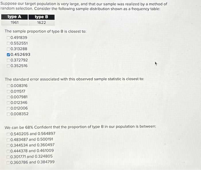 Solved Suppose our target population is very large, and that | Chegg.com