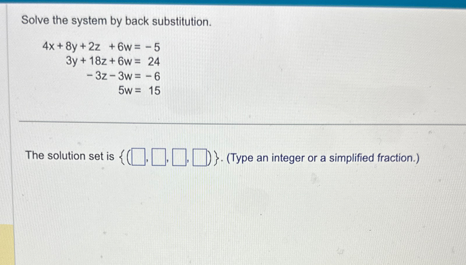 Solve The System By Back | Chegg.com