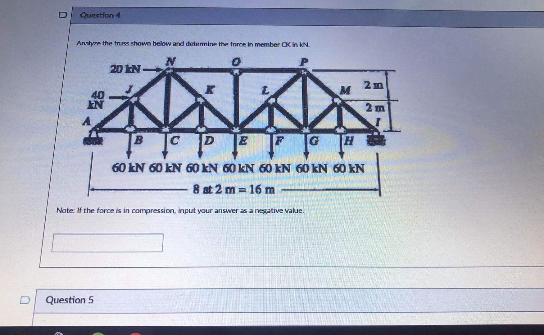 Solved Question 4 Analyze the truss shown below and | Chegg.com