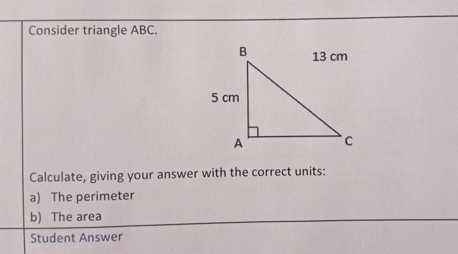 Solved Consider triangle ABC. Calculate, giving your answer | Chegg.com
