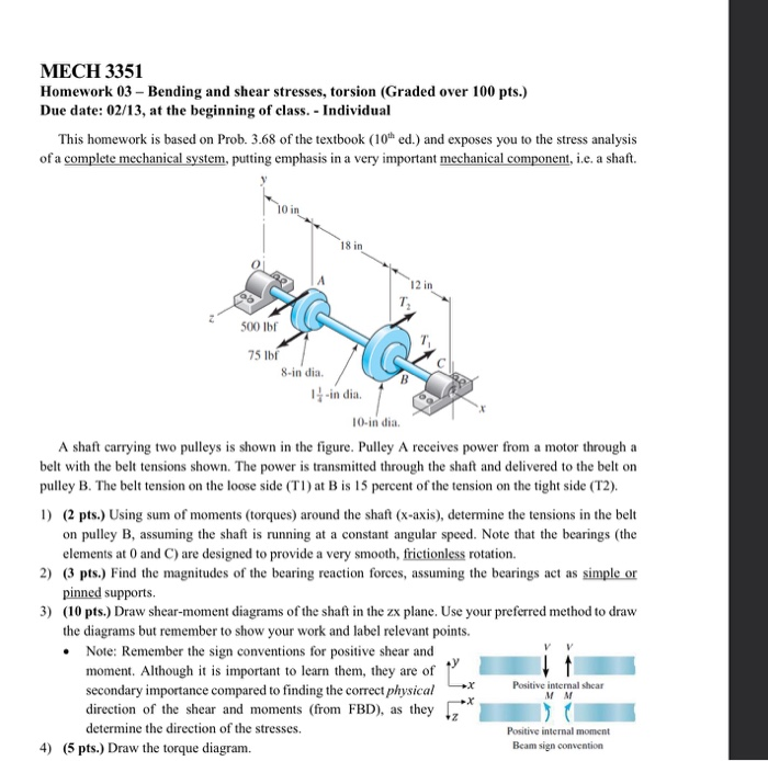 MECH 3351 Homework 03 - Bending and shear stresses, | Chegg.com