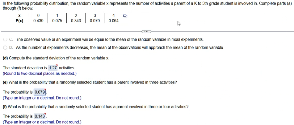 Solved In the following probability distribution, the random | Chegg.com
