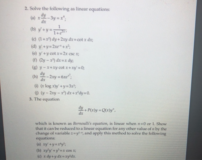 Solved Dx 2 Solve The Following As Linear Equations A Z Chegg Com