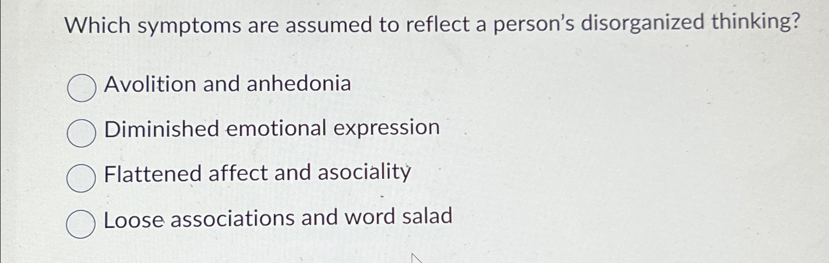 Solved Which symptoms are assumed to reflect a person's | Chegg.com