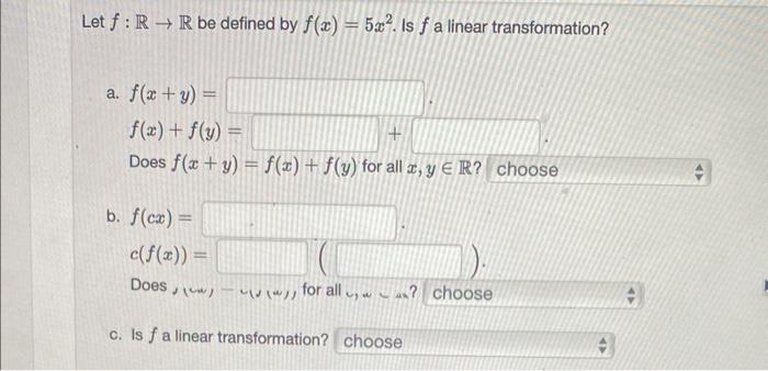 Solved Let F R→r Be Defined By F X 5x2 Is F A Linear