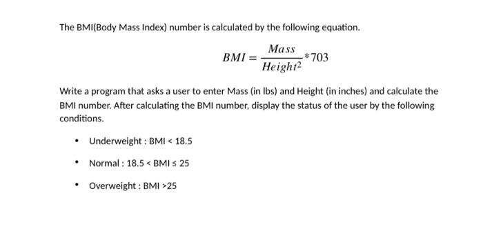 Bmi equation deals