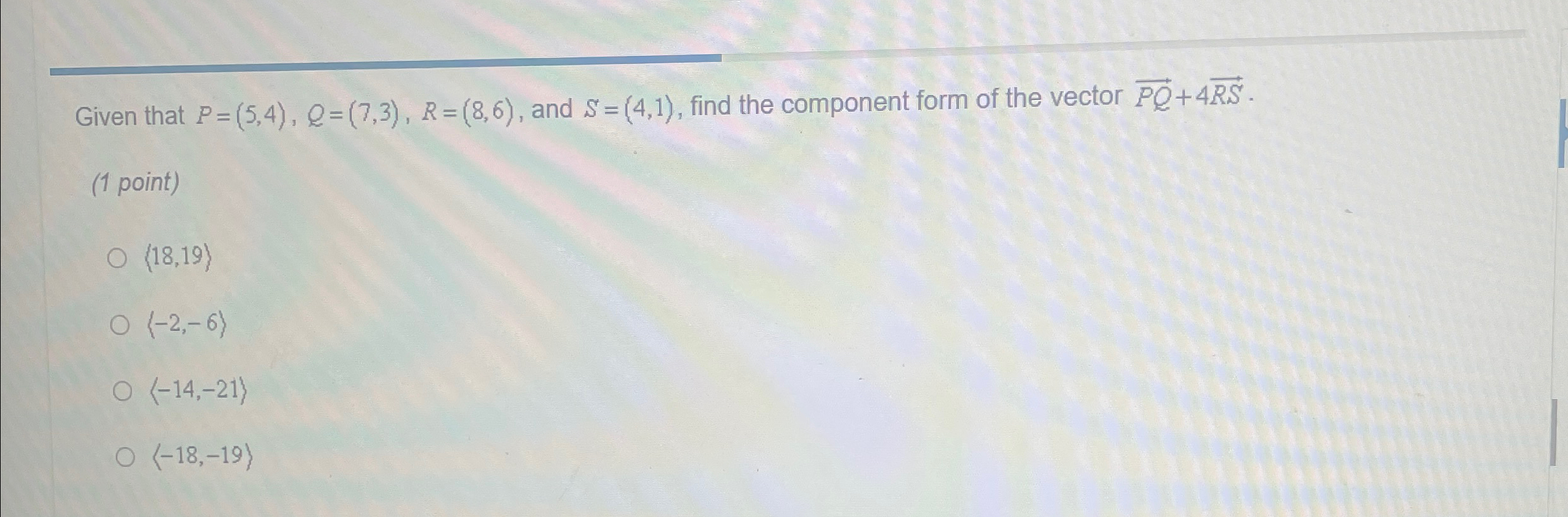 Solved Given that P=(5,4),Q=(7,3),R=(8,6), ﻿and S=(4,1), | Chegg.com