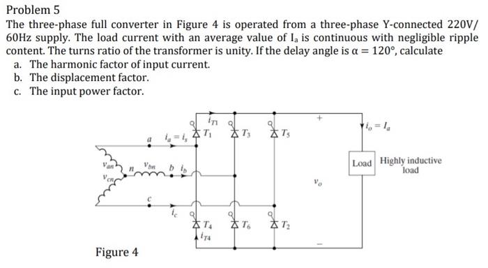 Solved Problem 5 The three-phase full converter in Figure 4 | Chegg.com