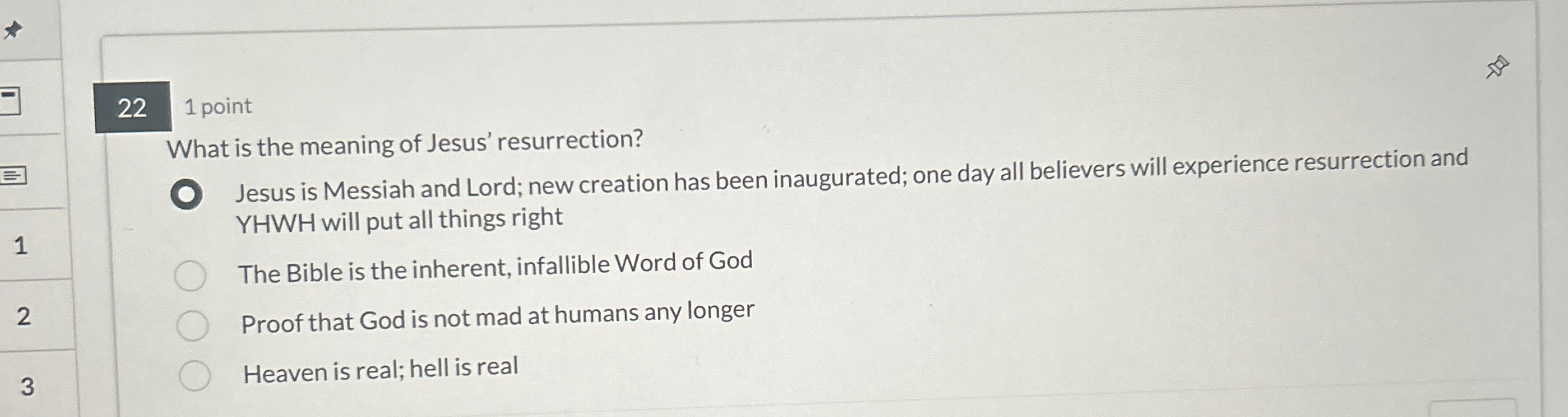 Solved 22 1 ﻿pointWhat is the meaning of Jesus'