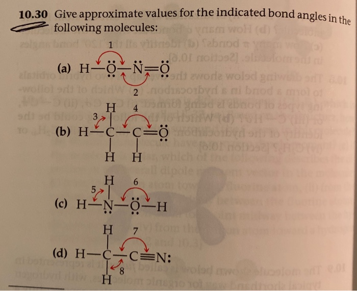 Solved Hicated Bond Angles In The 10 30 Give Approximate Chegg Com