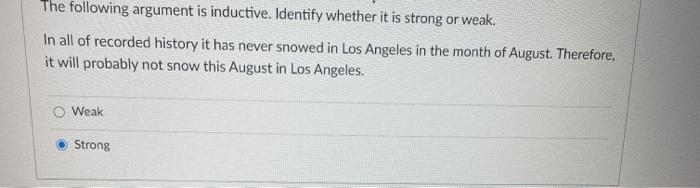 Solved The following argument is inductive. Identify whether | Chegg.com