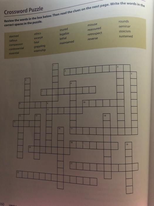 Solved Crossword Puzzle Review the words in the box below Chegg com