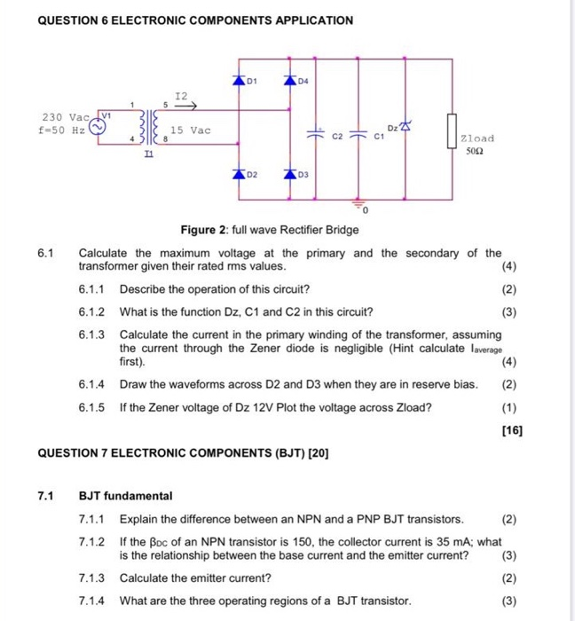 Solved Question 6 Electronic Components Application 04 23 Chegg Com