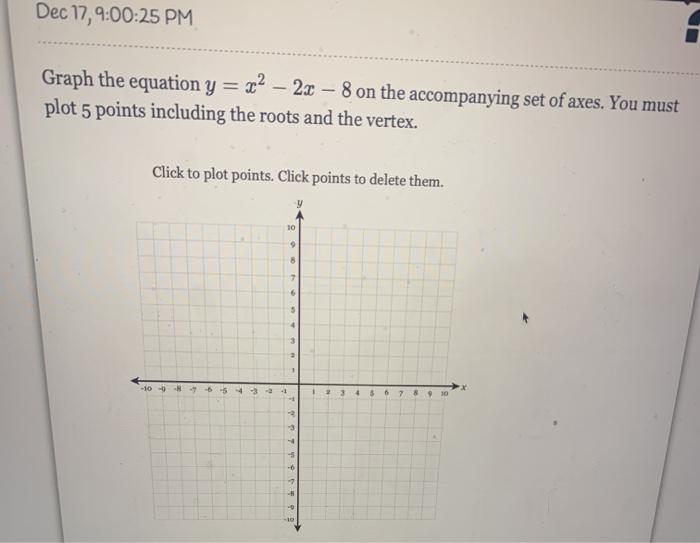 Solved Dec 17 9 00 25 Pm Graph The Equation Y X2 2x Chegg Com