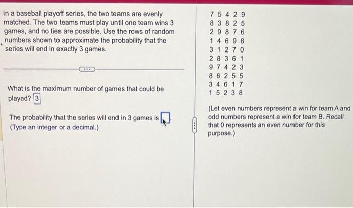 Solved Played? 3 The Probability That The Series Will End In | Chegg.com