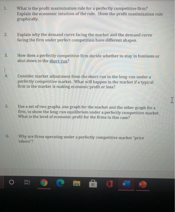Solved 1. What is the profit maximization rule for a | Chegg.com