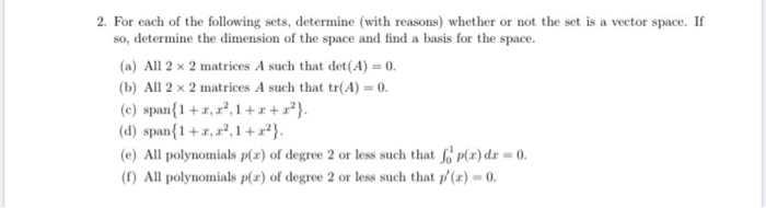 Solved 2. For each of the following sets, determine with | Chegg.com