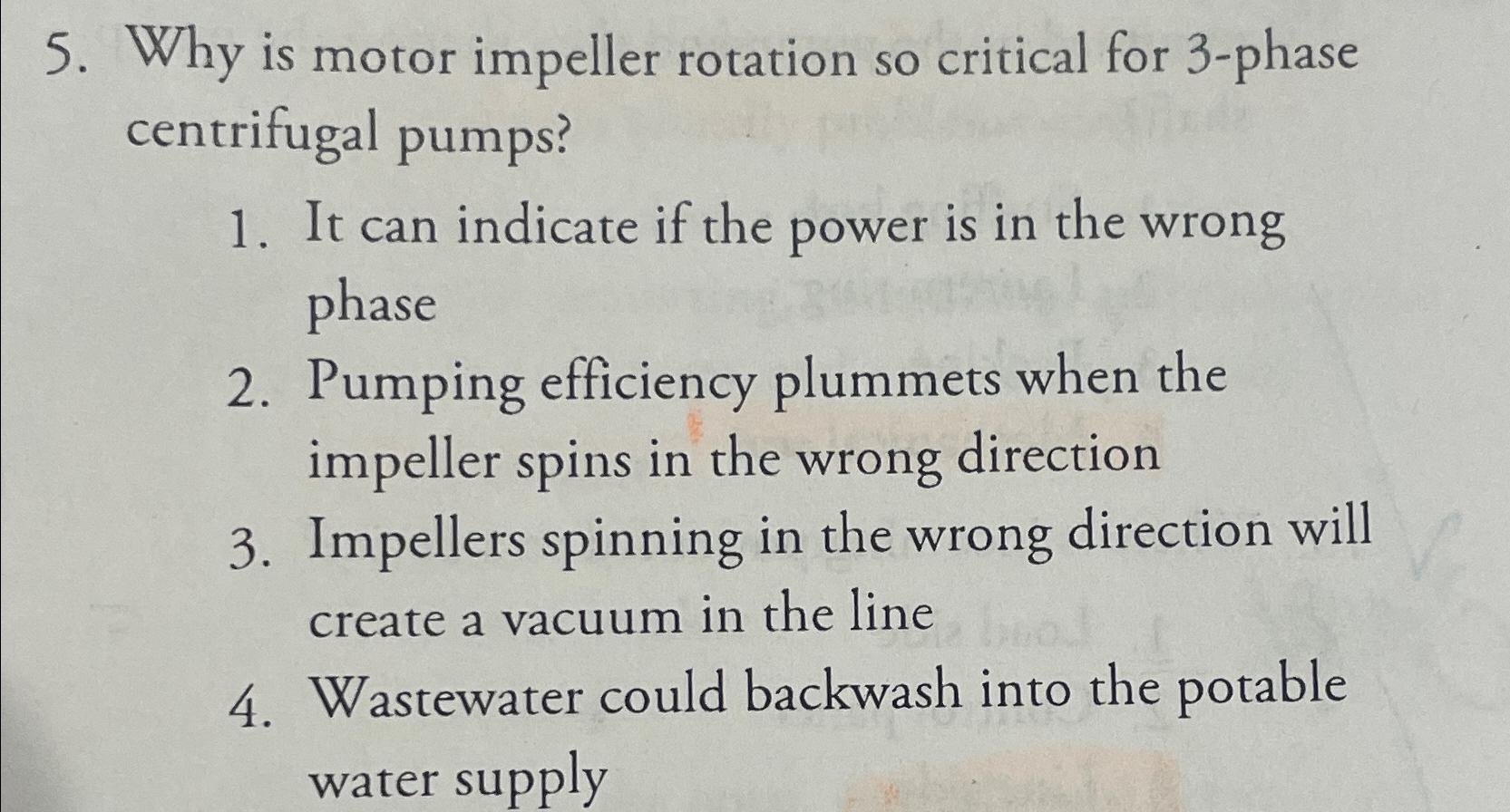 Solved Why is motor impeller rotation so critical for | Chegg.com